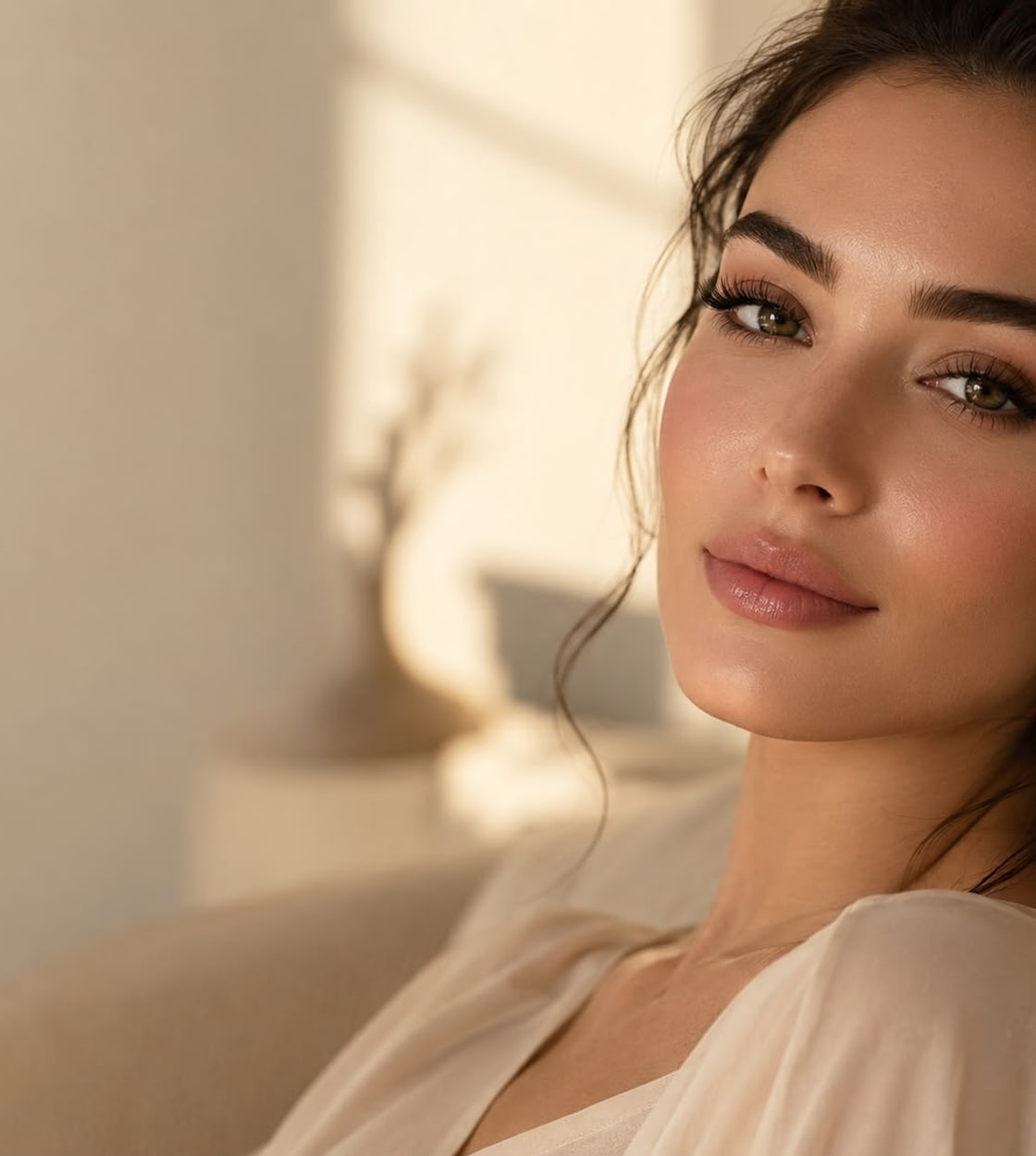 Close-up of long, defined and beautifully tailored eyelash extensions