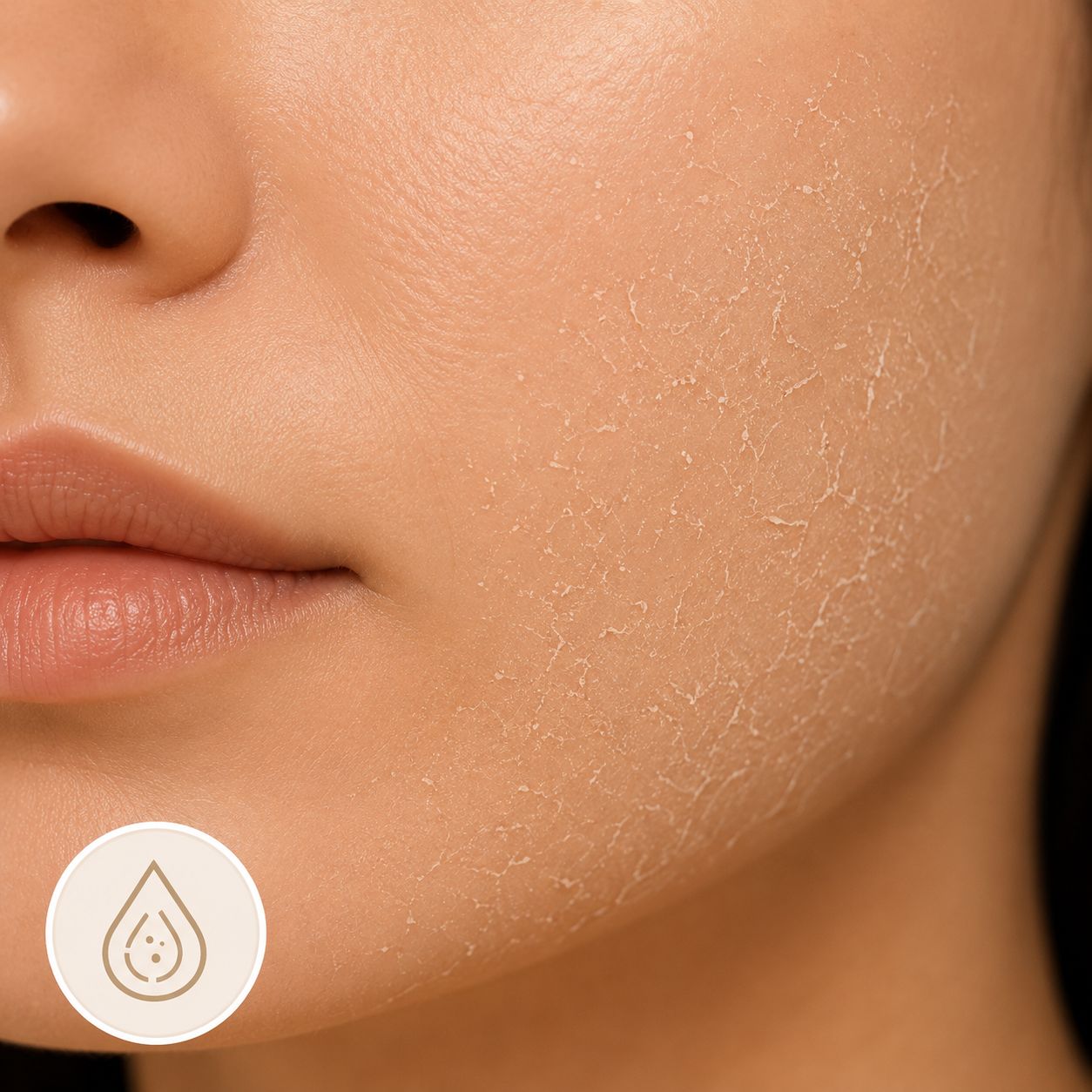 Close-up of dry lips and surrounding skin