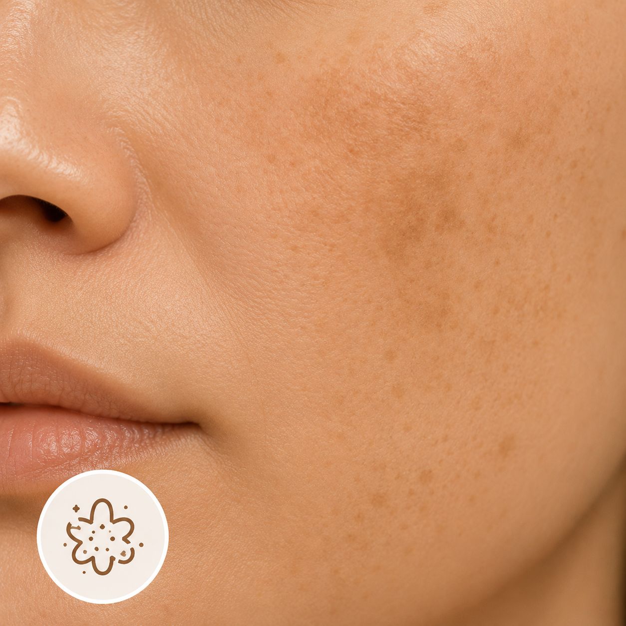 Close-up of cheek with mild pigmentation