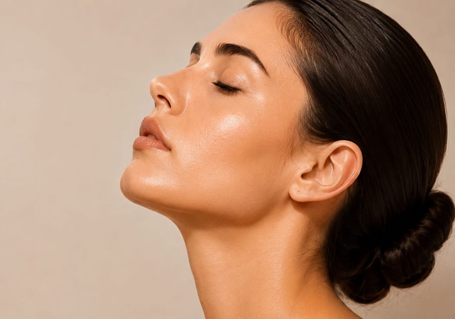 Close-up of a sculpted, defined facial profile